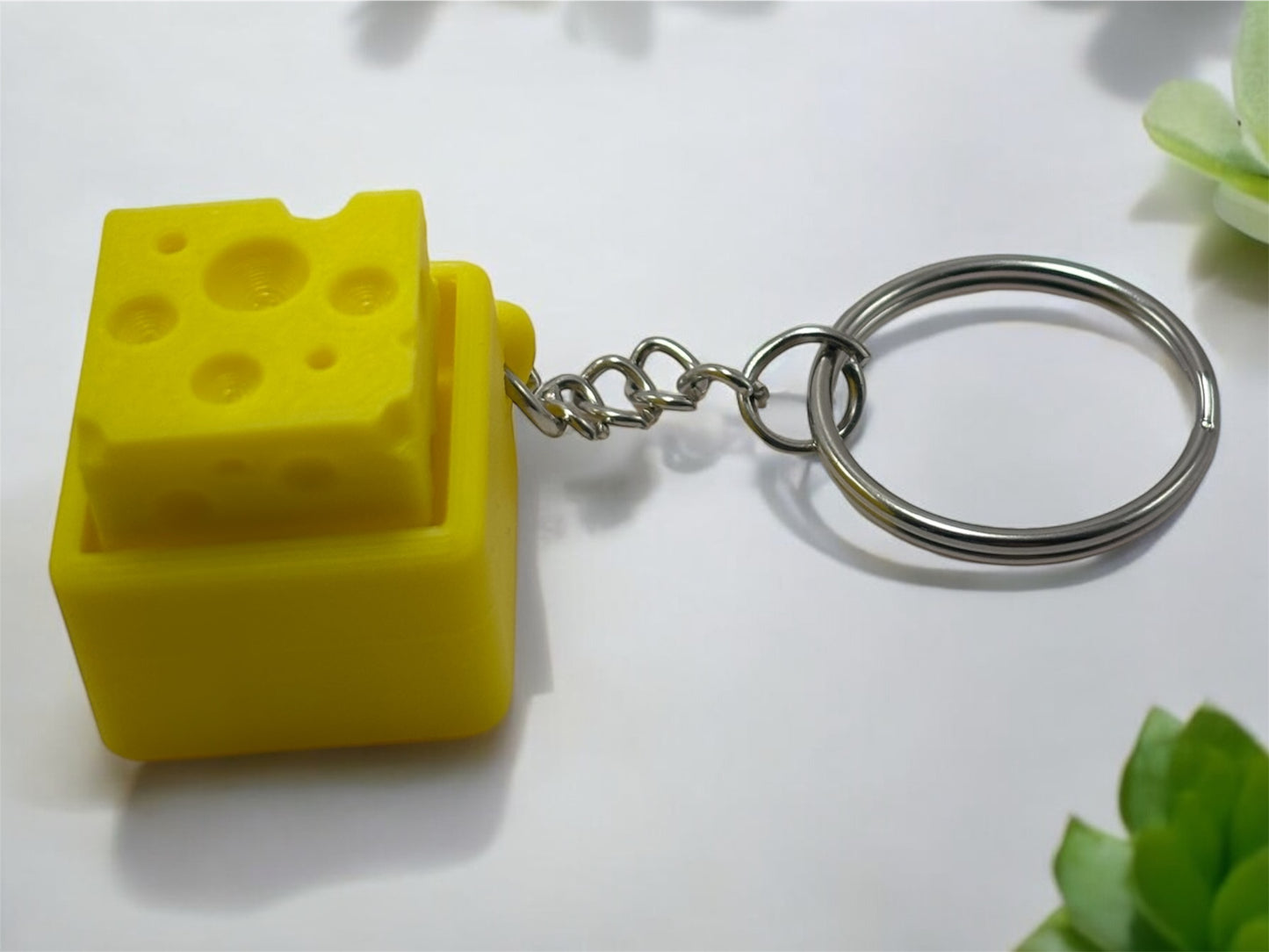 Cheese Clicker Fidget Keychain - Clicky Satisfying Sensory Toy for Stress Relief, Stocking Stuffer & Unique Gift for Kids,Teens,and Adults