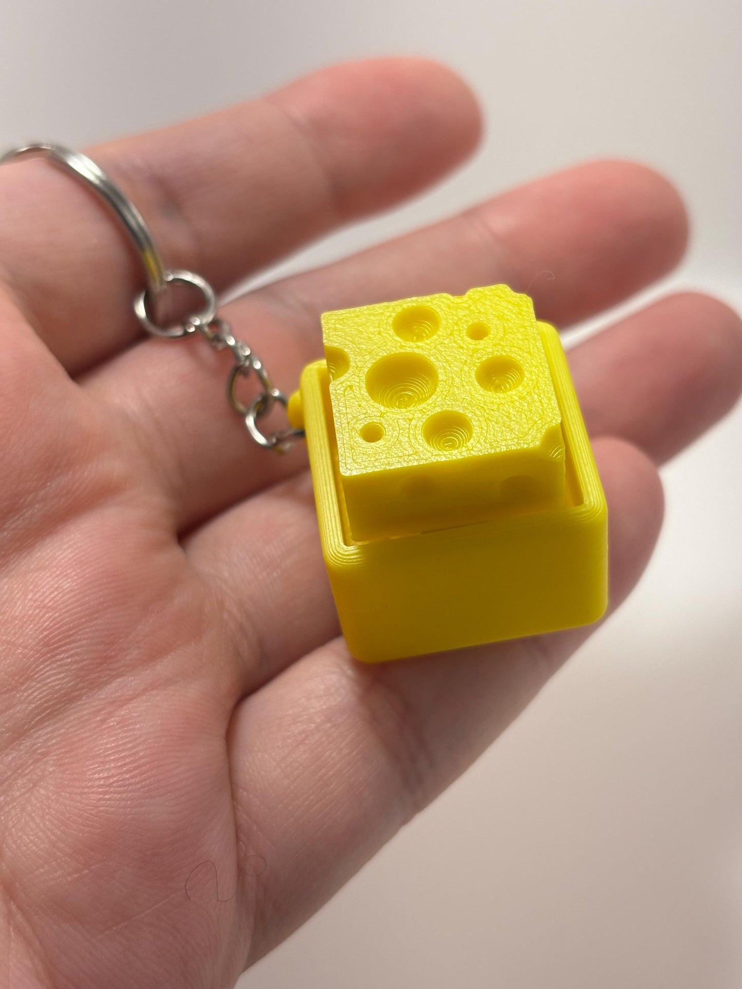 Cheese Clicker Fidget Keychain - Clicky Satisfying Sensory Toy for Stress Relief, Stocking Stuffer & Unique Gift for Kids,Teens,and Adults