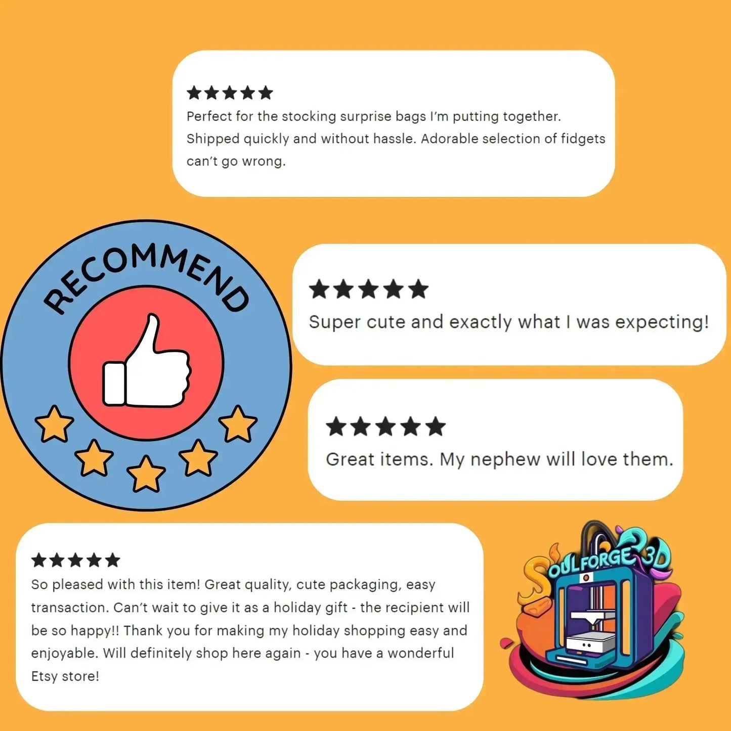 Mystery Mini Bundle 🐤🐸🐮 – Trick-or-Treat Stocking Stuffer Mini Fidget Mix SoulForge3D