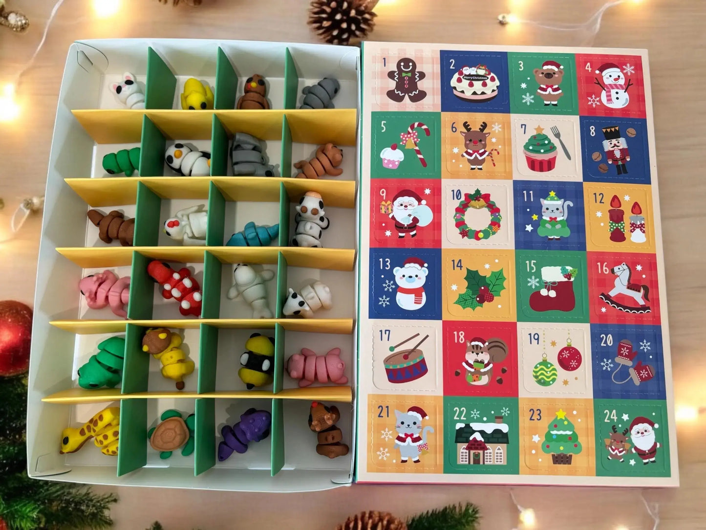 Christmas Advent Calendar – 24 Handcrafted Wiggly Mini Figurines for Sensory Fun SoulForge3D