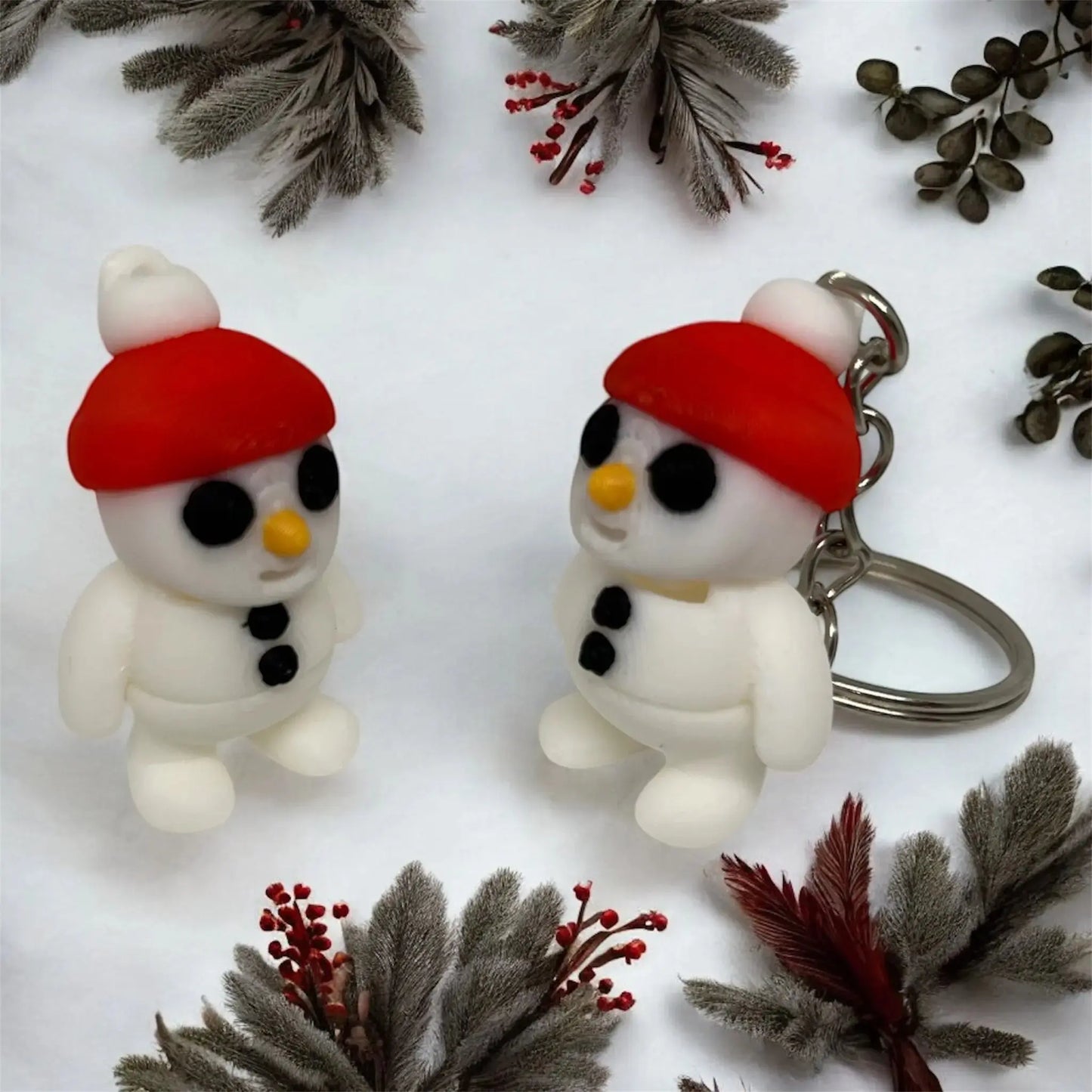 mini snowman holiday keychain